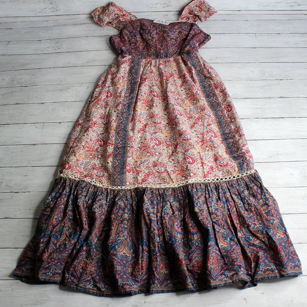 Haute Hippie Women's Maxi Dress Size 6 Peasant Cottagecore Tiered Ruffle